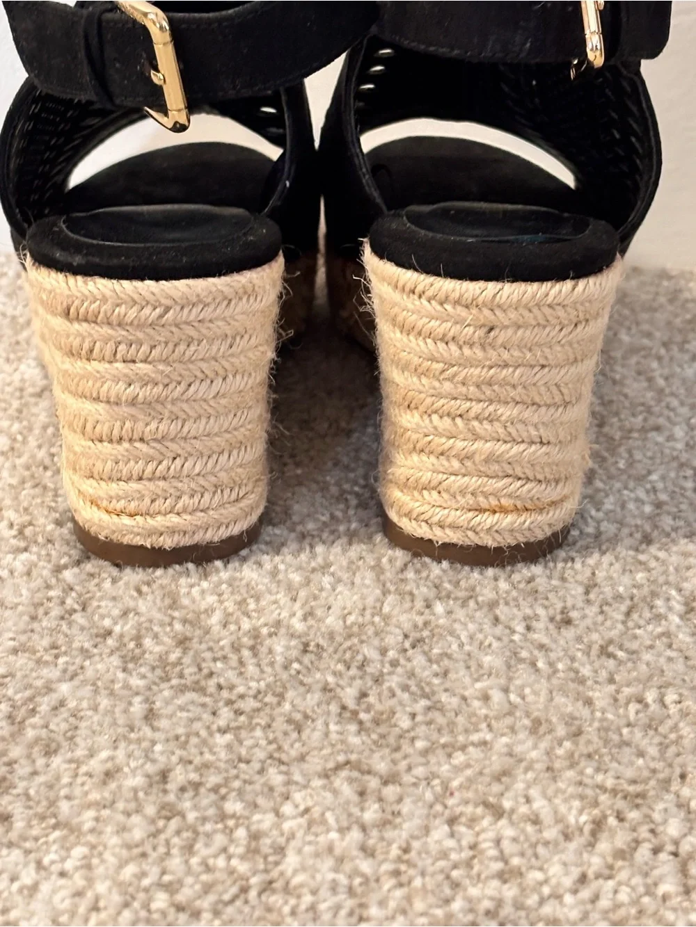 Liz Claiborne Hardie Black Wedge Espadrille Size 7 NWOB